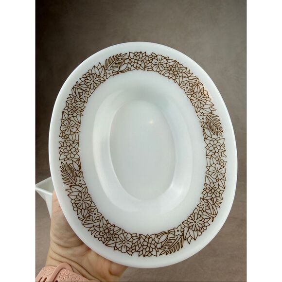 Vintage Pyrex Woodland Brown Gravy Boat and Drip Tray Mod MCM 1970s - Picture 7 of 11